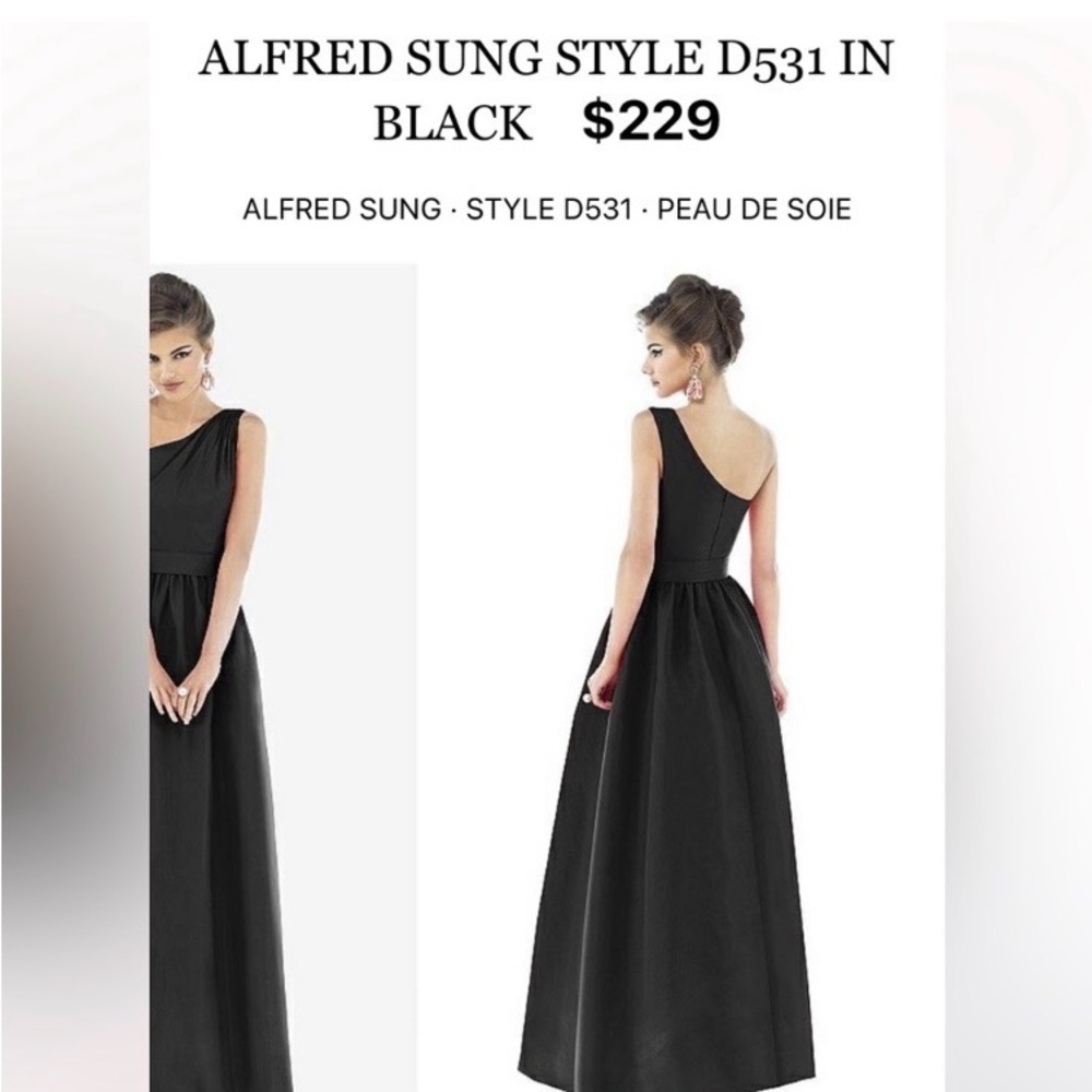 ALFRED SUNG One-Shoulder Black Evening Gown - Picture 13 of 17